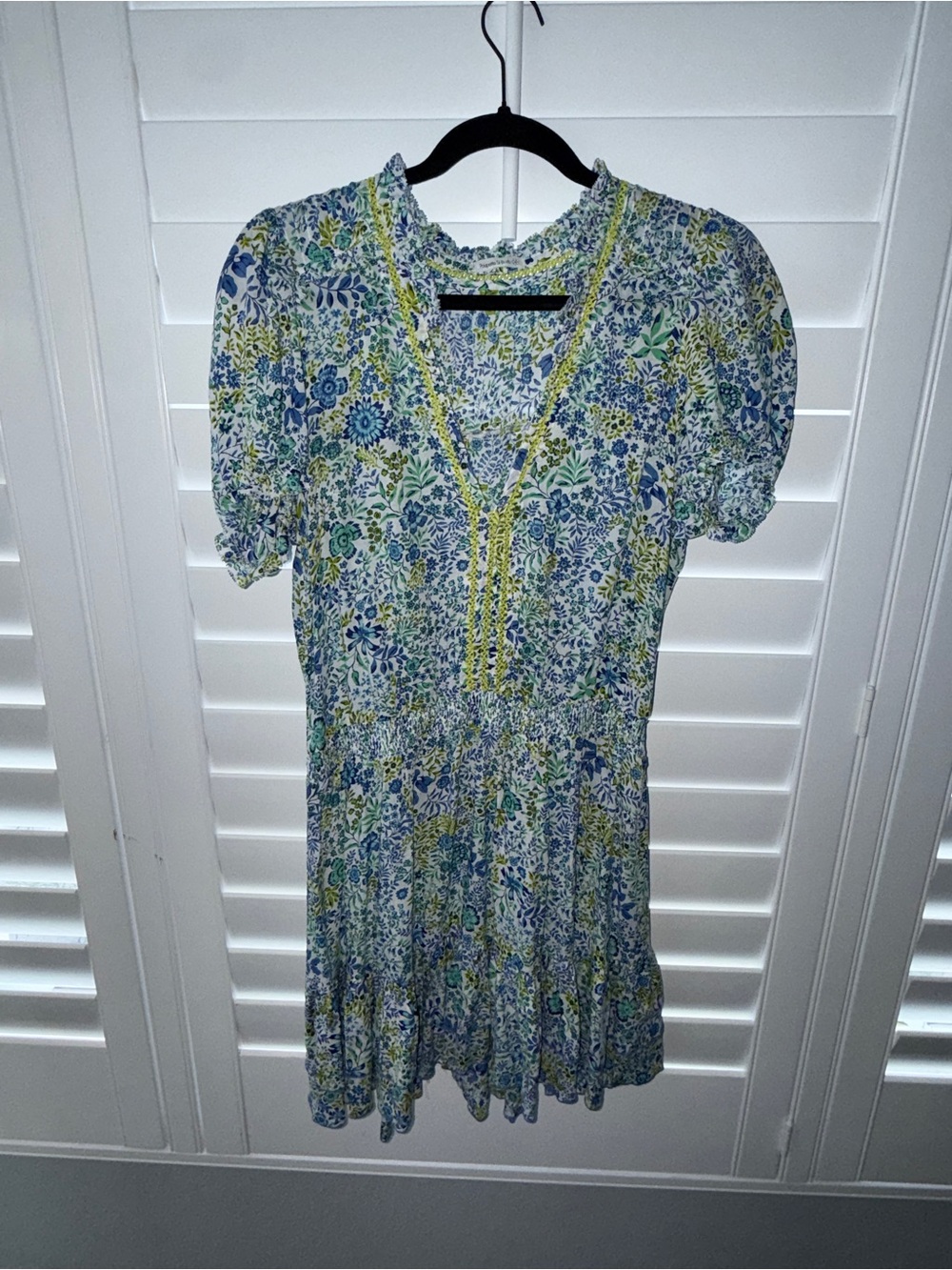 Poupette St. Barth Blue and Green Floral Mini Dress